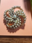 Rare  Vintage  Signed   art   Pearl Brooch Mising Some Pearls See Photos