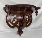 Antique Victorian Gothic Fretwork Mahogany Or Walnut Wall Shelf Corbel