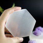 Polished Selenite Charging Station Hexagon Flat Crystal Plate Healing