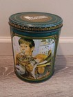 Vintage Purina Biscuits Tin Canister Treat Container Dogs 7  X 6 