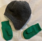 Primary comgreen Stocking Cap    Mittens Toddler Sz 12-24 Months Fully Lined