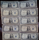 Lot Of  10  1935 Series Blue Seal  1 Silver Certificates Circulated Condition