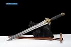 Hand Carved Brass Lion Head Sword Demon Beast Folded Steel Three Groove Blade