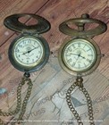 Set Of Two Antique Vintage Brass Push Button Pocket Watch - Rare Find