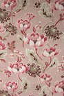 Fabric Antique French Art Nouveau Pink Floral Printed Cotton Cretonne W  Ruffle