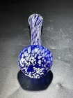 Art Glass Vase Blue Hand Blown Blue And White Bud  Vase Beautiful Murano Style