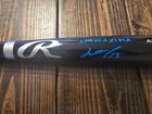 Junior Caminero Autographed Rawlings Black Baseball Bat In Blue Ink Coa