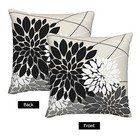  Black And White Gray Dahlia Floral Pillow Covers 18x18 Set Of 2 Outdoor 