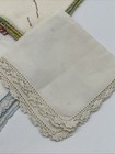 Lot Of 13 Vintage Cloth Linen Ivory Hankies Crocheted Lace Hem Multicolor