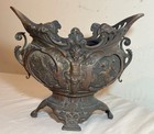 Antique Ornate 1800s Victorian Figural Bronze Centerpiece Jardiniere Planter Pot