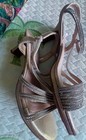 Women glitter Stone Silver Party Strap Open Toe Shoes Size 8 London Fog 2  1 2 h