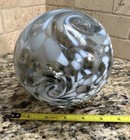 2024 Oregon Coast Taft Gray Black White Dancing Swirl Clouds Art Glass Float Orb