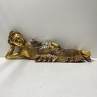 Reclining Buddha 26 Inch Long Decorative Gilt Wood Statue