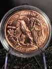 1 Oz 999 Fine Copper Walking Liberty Round With Capsule   Stand