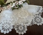 Antique  Schiffli Lace Forgetmenots Bridal Hankie Hanky