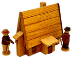 Vintage Wooden German Miniature Wooden House People Made In Germany