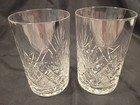 Pair American Brilliant Period Hand Cut Crystal 4  Whiskey Rocks Tumblers Chip
