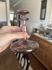 Hand Blown Art Glass Perfume Bottle W  Stopper Purple Amethyst Iridescent