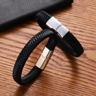 Fashion Men s Multi-layer Pu Leather Bracelet Magnetic Clasp Vintage Bangle