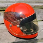 Vintage 70s Motorcycle Helmet Full-face Harley Davidson Wings Orange Md  Chopper