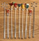 9 Plastic Cocktails   Snowflakes Swizzle Stir Sticks Drink Barware In Holder