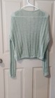Free People Green Open-knit Mohair Pullover Sweater Round Neck Xs
