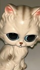 Vintage Mcm Persian Cat Lefton Big Eyed White Kitty Yellow Eyes 4 25    Ceramic