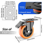 4  Heavy Duty Caster Wheels Set Of 4  2200lbs Load With Brake And Locking Plate