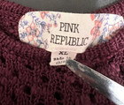 Pink Republic Women Crochet Top 14 16 Xl Burgandy Red Knit Tank Stretch Quality