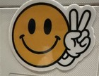 Sticker Happy Face Yellow Peace Sign Vinyl Laminated Glossy Patriotic Usa