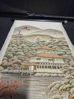Vintage Goblin Asian Tapestry Of Pagoda Lady On Bridge Scene 32 x12 