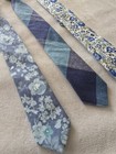 Boys Set Of 3 Pre Tied Neckties Blue Floral And Argyle