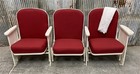 3 Theater Seats  Vintage Red Upholstered Tip-up Cinema Auditorium Seating  A68