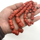 128 Gram Genuine Vintage Undyed Red Coral Tibetan Bead Beaded Necklace Jewelry