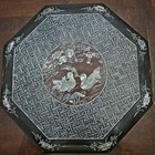 Huge 15 25  Octagonal Black Laquer Japanese Bento With Inlay- Very Rare Size 