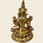 Antique Excellent Tibetan Green Tara Buddha Pure Bronze Old Buddhism Statue