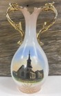 Vtg Wellman Ia Baptist Church Souvenir Vase Porcelain Dresden Snake Handles