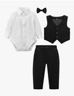 A j Design Baby Boy Suit Clothes Formal Gentleman Dress Shirt vest bow Tie