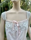 Antique Edwardian Pale Pink Cotton Camisole W  Crochet Lace   Pink Ribbon