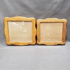 Vtg Solid Oak Picture Frames Pair 9x10 8x9 Scalloped Edge Rustic Farmhouse Decor