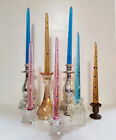 Sheer   lucite  Candlesticks Flakes 10 Inch 6 Inch Pair Handmade Assorted Colors