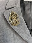Vintage Large Ornate Obr Gold Shield Brooch Family Crest Shield Pin Coat Of Arms