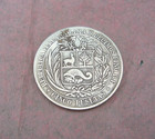 Peru    1880 B Silver   900  5 Pesetas   No Dot    Good F   F   Km  201 1  24 5g