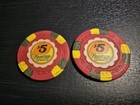 Lot Of 4 Frontier Hotel   Casino Las Vegas  5 Casino Chip Red Vintage Obsolete