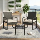 3pcs Patio Bistro Set Pe Rattan Wicker Chairs   Table Outdoor Furniture Balcony