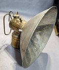 Vintage Coal Miners Justrite Lamp Large 7  Deflector Carbide Light Mining Vg