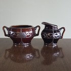 Antique Lenox Art Nouveau Silver Overlay Creamer And Sugar Bowl   Read No Lid