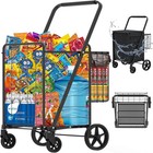 Heavy Duty Folding Shopping Cart For Groceries  Jumbo Grocery Carts With 360     