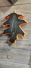 European Deer Skull Mount Plaque Wall Pedestal Midnight  Outlined In Orange Flat
