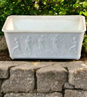 Vintage White Milk Glass Ornate Figural Neoclassical Maidens Jardiniere Planter